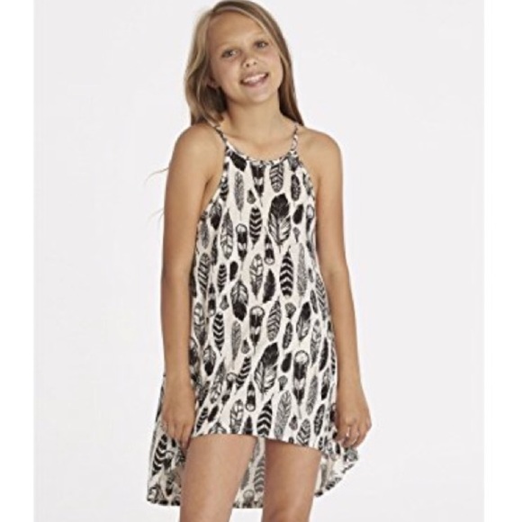 Billabong Girls Feather Print Dress size medium Preowned great condition casual - Picture 1 of 6